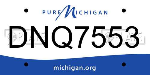 DNQ7553 Michigan License Plate