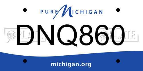 DNQ860 Michigan License Plate