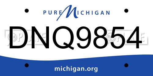 DNQ9854 Michigan License Plate