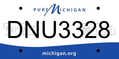 DNU3328 Michigan License Plate