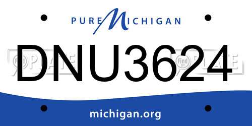 DNU3624 Michigan License Plate