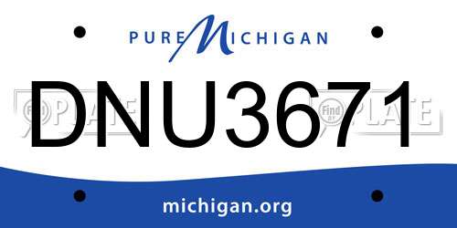 DNU3671 Michigan License Plate