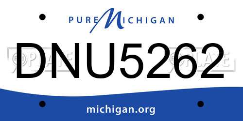 DNU5262 Michigan License Plate