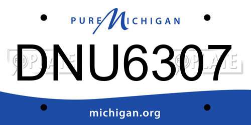 DNU6307 Michigan License Plate