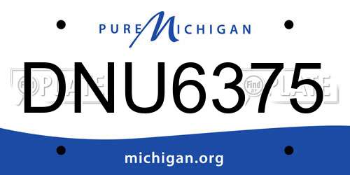 DNU6375 Michigan License Plate