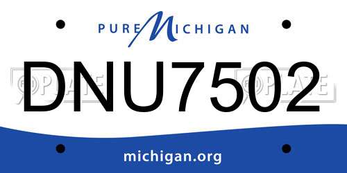 DNU7502 Michigan License Plate