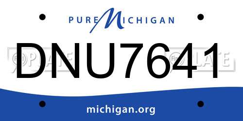 DNU7641 Michigan License Plate