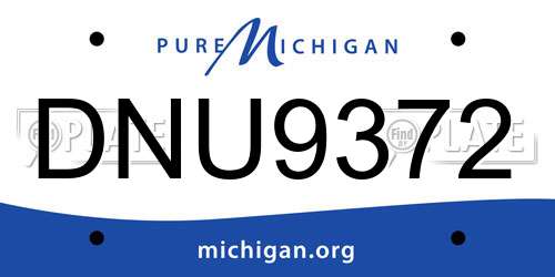 DNU9372 Michigan License Plate