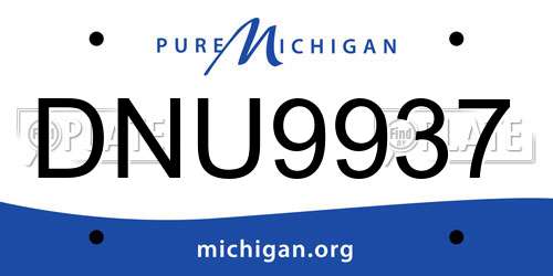 DNU9937 Michigan License Plate