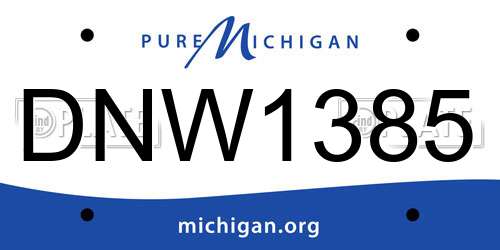DNW1385 Michigan License Plate