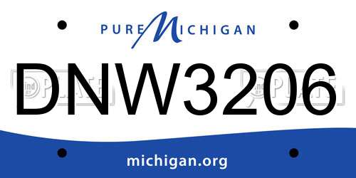 DNW3206 Michigan License Plate