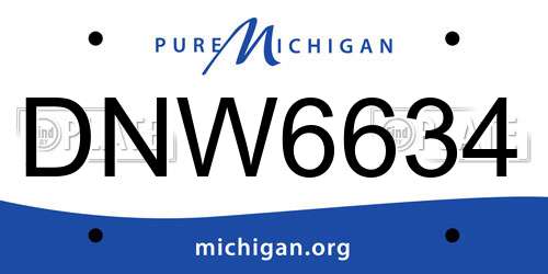 DNW6634 Michigan License Plate