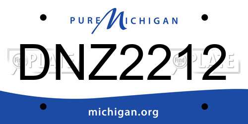 DNZ2212 Michigan License Plate