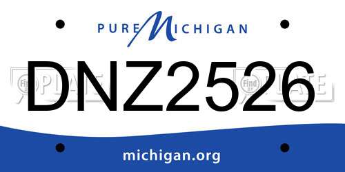 DNZ2526 Michigan License Plate