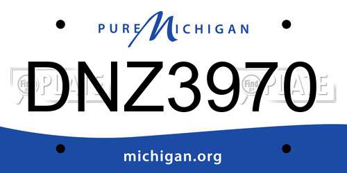 DNZ3970 Michigan License Plate