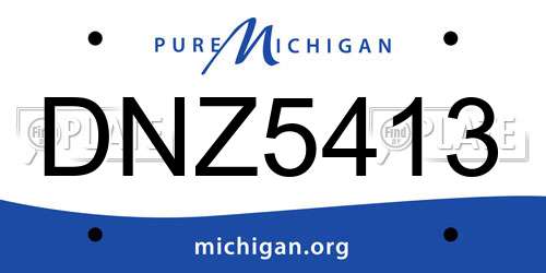 DNZ5413 Michigan License Plate
