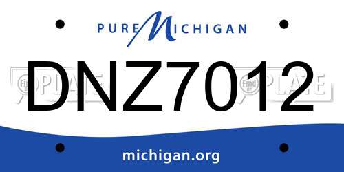 DNZ7012 Michigan License Plate