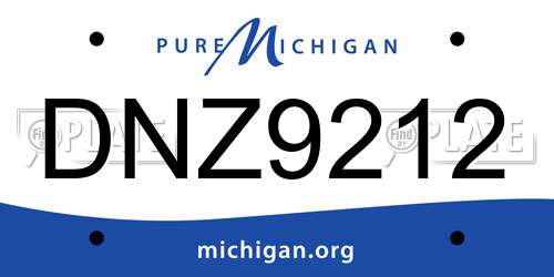 DNZ9212 Michigan License Plate