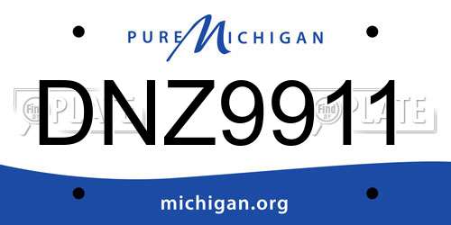 DNZ9911 Michigan License Plate