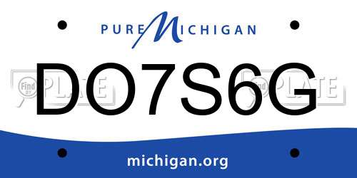 DO7S6G Michigan License Plate