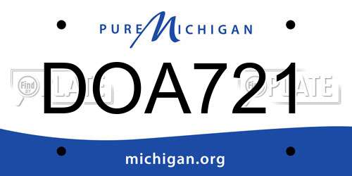DOA721 Michigan License Plate