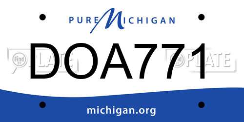 DOA771 Michigan License Plate