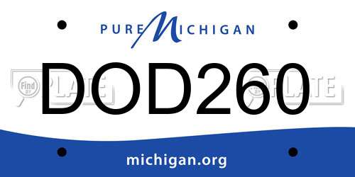 DOD260 Michigan License Plate