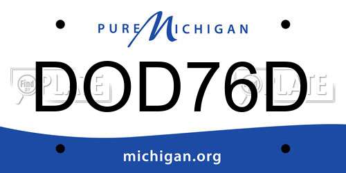 DOD76D Michigan License Plate