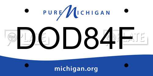 DOD84F Michigan License Plate