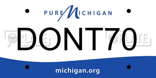 DONT70 Michigan License Plate