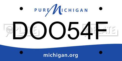 DOO54F Michigan License Plate