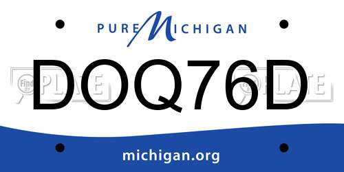 DOQ76D Michigan License Plate
