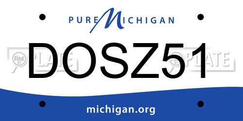 DOSZ51 Michigan License Plate