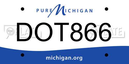 DOT866 Michigan License Plate