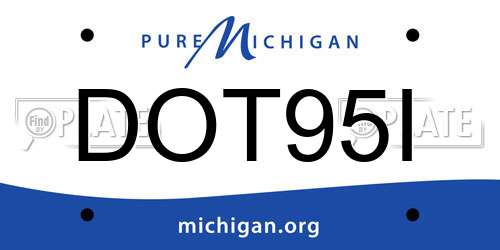 DOT95I Michigan License Plate