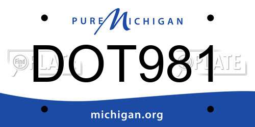 DOT981 Michigan License Plate
