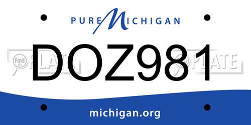 DOZ981 Michigan License Plate