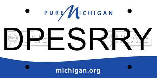 DPESRRY Michigan License Plate