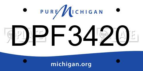 DPF3420 Michigan License Plate