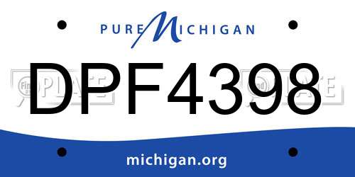 DPF4398 Michigan License Plate