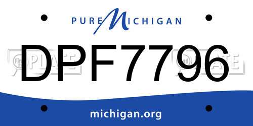 DPF7796 Michigan License Plate