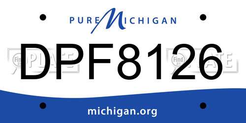 DPF8126 Michigan License Plate