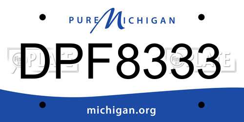 DPF8333 Michigan License Plate