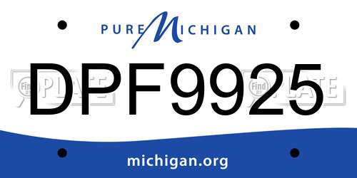 DPF9925 Michigan License Plate