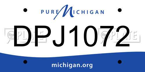 DPJ1072 Michigan License Plate