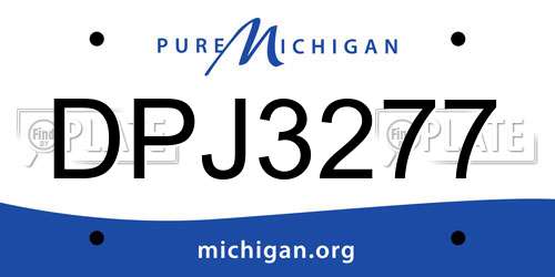 DPJ3277 Michigan License Plate