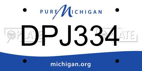 DPJ334 Michigan License Plate