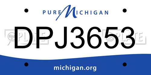 DPJ3653 Michigan License Plate