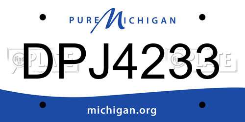 DPJ4233 Michigan License Plate