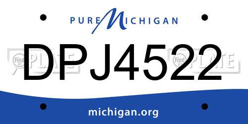 DPJ4522 Michigan License Plate